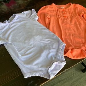 2 girls onesies: 1 shirt sleeve  and 1 long sleeve